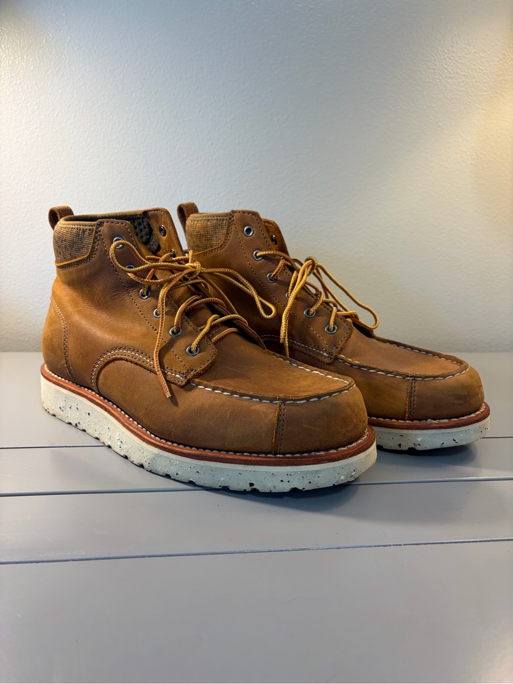Irish Setter Boots Mens Size 9.5 Setter Fifty 3918 Leather Moc Toe Tan Red Wing